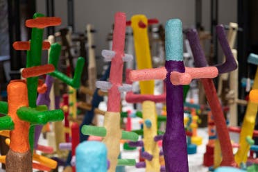 The exhibition presents a major new work by Emirati artist Mohamed Ahmed Ibrahim -- a room-filling sculptural form made up of 128 abstract and organic elements. (WAM)