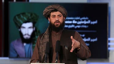 Afghan Taliban's Acting Minister of Defense Mullah Mohammad Yaqoob speaks during the death anniversary of Mullah Mohammad Omar, the late leader and founder of the Taliban, in Kabul, Afghanistan, April 24, 2022. (Reuters)