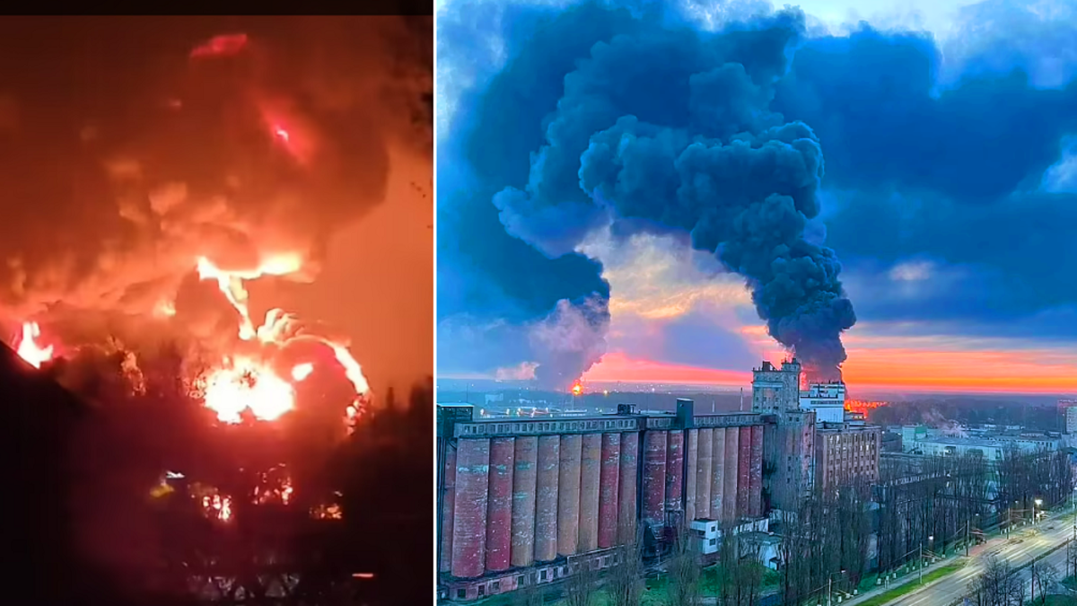 شاهد قصف الأوكران الصاروخي لمنشأتي نفط داخل روسيا هذه المرة