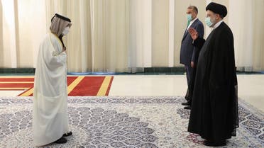 Qatar's Ambassador to Iran, Mohammed bin Hamad al-Hajri, meets with Iran's President Ebrahim Raisi at a ceremony to mark the 43rd anniversary of the Islamic Revolution in Tehran, Iran February 10, 2022. (File photo: Reuters)