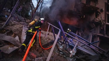 Rescuers work at a site of a residential building damaged by a missile strike, as Russia's attack on Ukraine continues, in Kyiv, Ukraine, in this handout picture released on April 29, 2022. (File photo: Reuters)