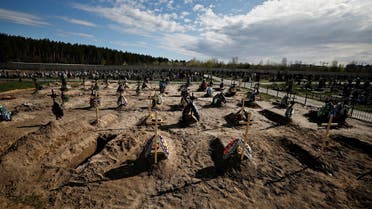 A view of new graves for people killed during Russia's invasion of Ukraine, at a cemetery in Bucha, Kyiv region, Ukraine April 28, 2022. (Reuters)