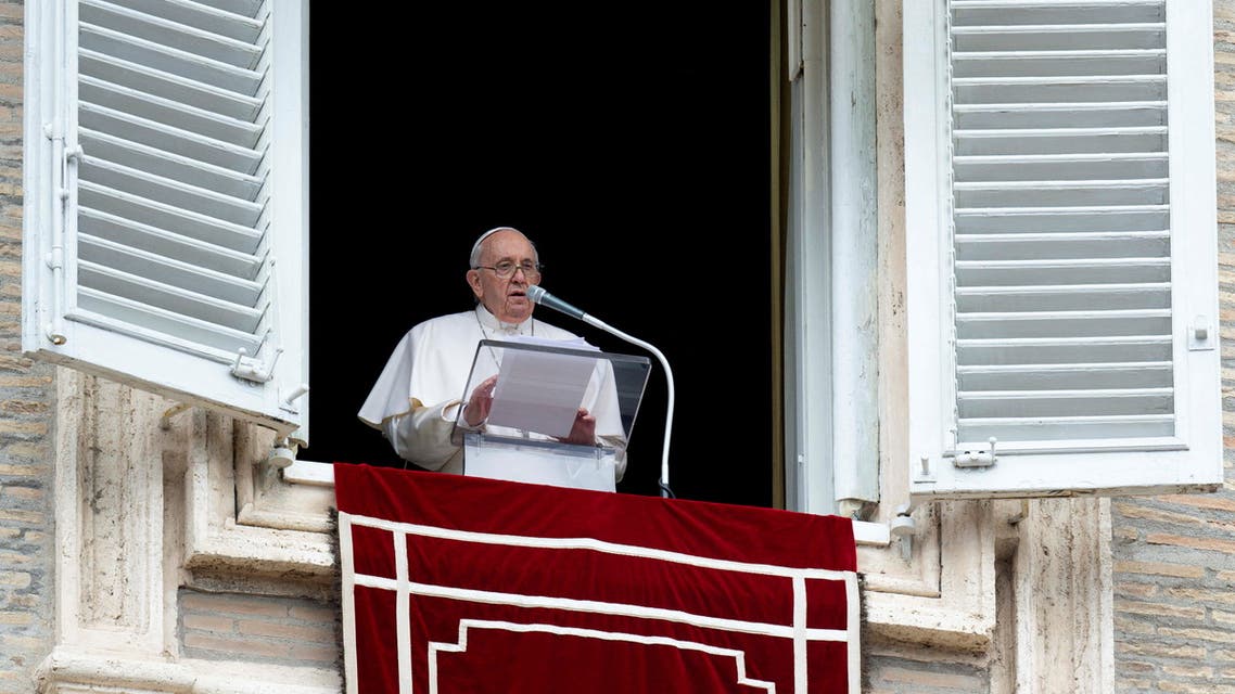 Pope Francis speaks during Regina Caeli prayer, in Saint Peter's Square at the Vatican, May 1, 2022. (Reuters)