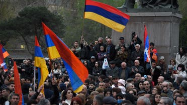 Opposition supporters rally in central Yerevan on April 5, 2022. Several thousand opposition supporters rallied on April 5 in the Armenian capital Yerevan to denounce the government's handling of a territorial dispute with arch-foe Azerbaijan over the Nagorno-Karabakh region. (File photo: AFP)