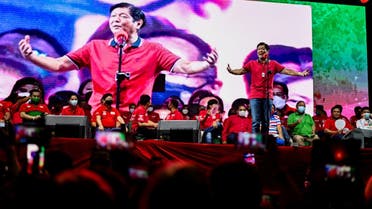 Philippine presidential candidate Ferdinand Marcos Jr., son of late dictator Ferdinand Marcos, gestures as he speaks during a campaign rally in Quezon City, Metro Manila, Philippines, on February 14, 2022. (Reuters)