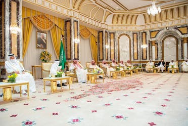 Saudi Arabia's King Salman receives princes, sheikhs and officials on Eid al-Fitr. (Al Arabiya)