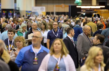 Investors and guests arrive for the first in-person annual meeting since 2019 of Berkshire Hathaway Inc in Omaha, Nebraska, US, on April 29, 2022. (Reuters)