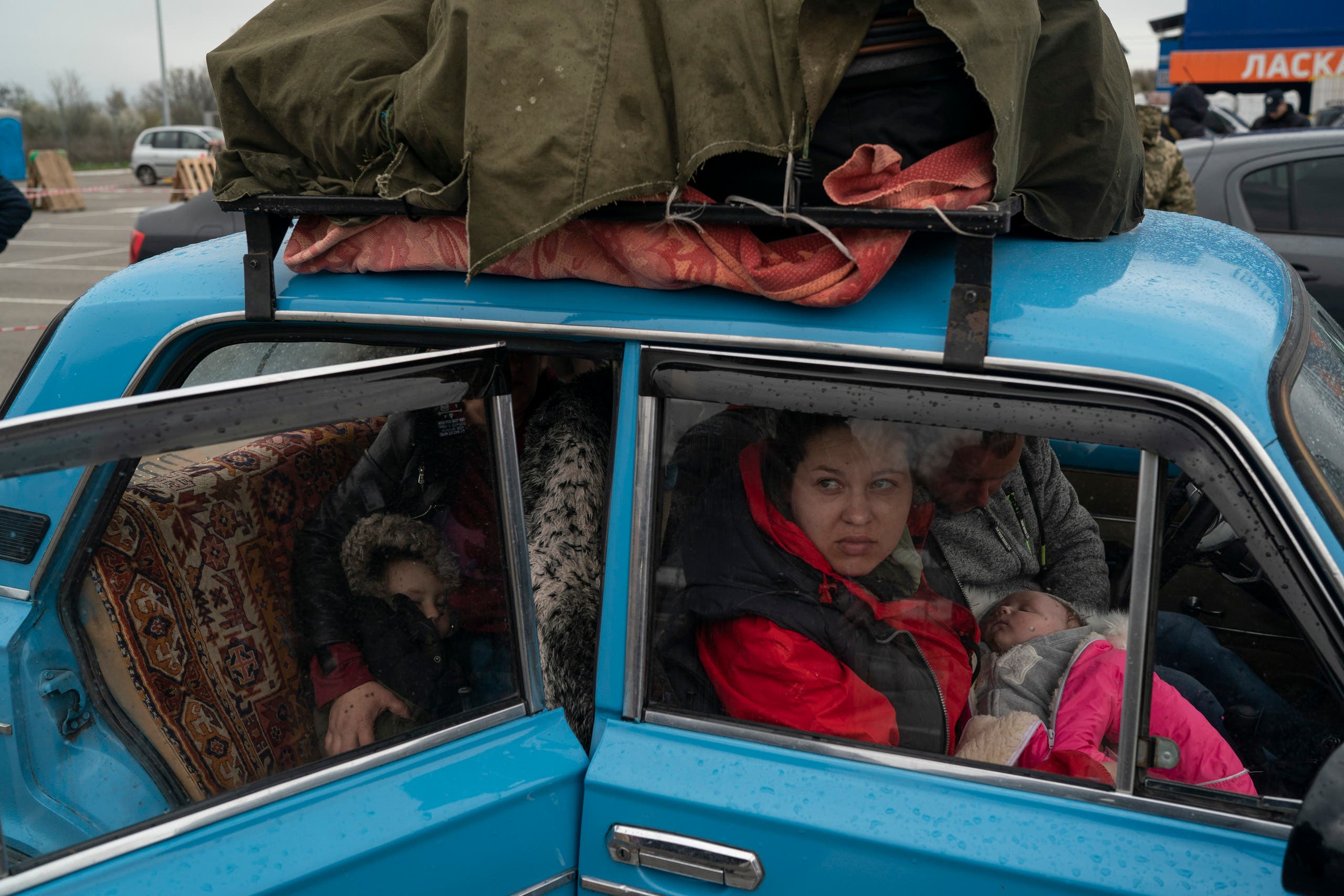 Residents displaced from Mariupol because of the fighting