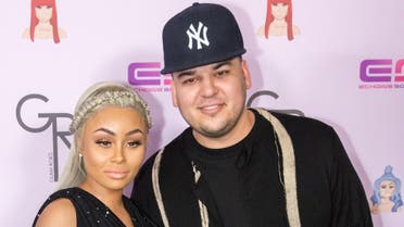 A file photo shows Rob Kardashian and Blac Chyna as they arrive at the Hard Rock Cafe on May 10, 2016 in Hollywood, California. (AFP)