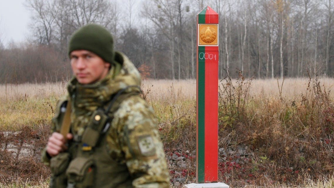A member of the Ukrainian State Border Guard Service patrols along the Ukraine-Belarus border, near the border with Poland, in Volyn region, Ukraine. (Reuters)