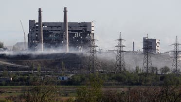 A view shows a damaged facility of Azovstal Iron and Steel Works during Ukraine-Russia conflict in the southern port city of Mariupol, Ukraine May 3, 2022. (Reuters)