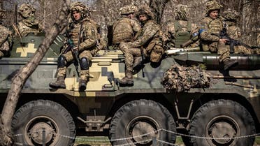 Ukrainian soldiers in the city of Severodonetsk, Donbas region, on April 7, 2022. (AFP)