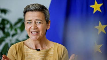 European Commission Vice President Margrethe Vestager speaks during an interview with Reuters in Brussels, Belgium, March 28, 2022. (Reuters)