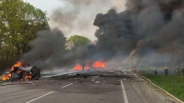 Aftermath of a car accident in Ukraine's Rivne region. 9Twitter)