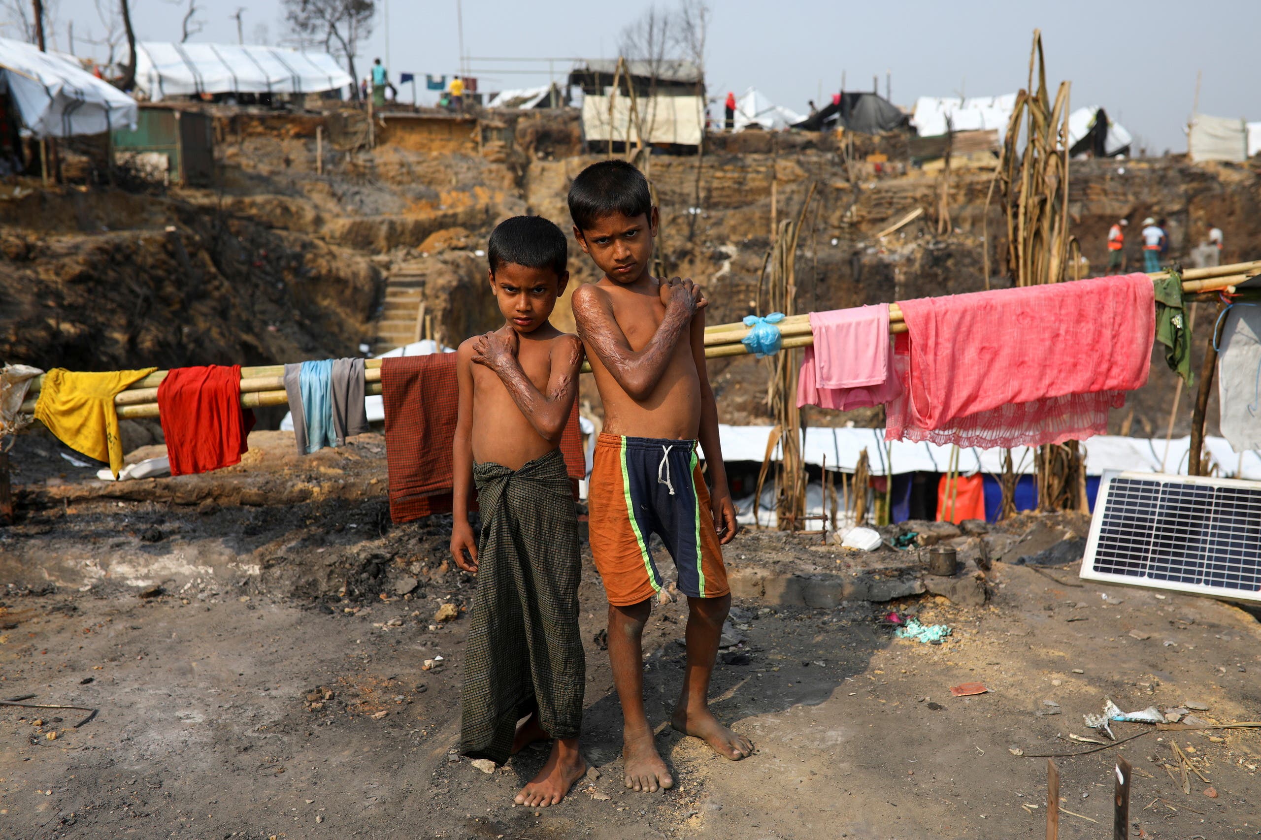 Two children in a Rohingya camp in Cox's Bazar (archive)