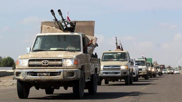 A reinforcement convoy of Yemen’s Security Belt Force heads from the southern city of Aden to Abyan province on November 26, 2019. (AFP)