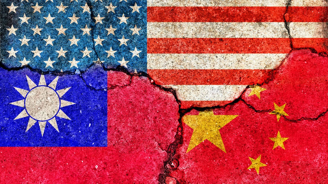 Grunge flags illustration of the US, Taiwan and China. (Stock Photo)