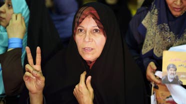 Faezeh Hashemi, daughter of Iran's former president Akbar Hashemi-Rafsanjani, attends a campaign meeting meeting for the reformists for the upcoming parliamentary elections at the Hejab hall in downtown Tehran on February 18, 2016. Iranians got a first taste of the campaign for next week's elections, pitting reformists and moderates against conservatives in polls that could shape the country's future over the next decade. (Photo by ATTA KENARE / AFP)