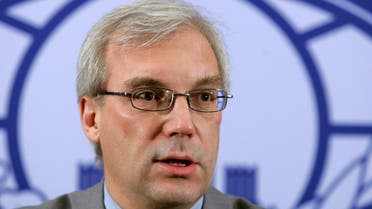 Deputy Foreign Minister Alexander Grushko speaks to the media during a briefing at Russia's Foreign Ministry building in central Moscow. (Reuters)