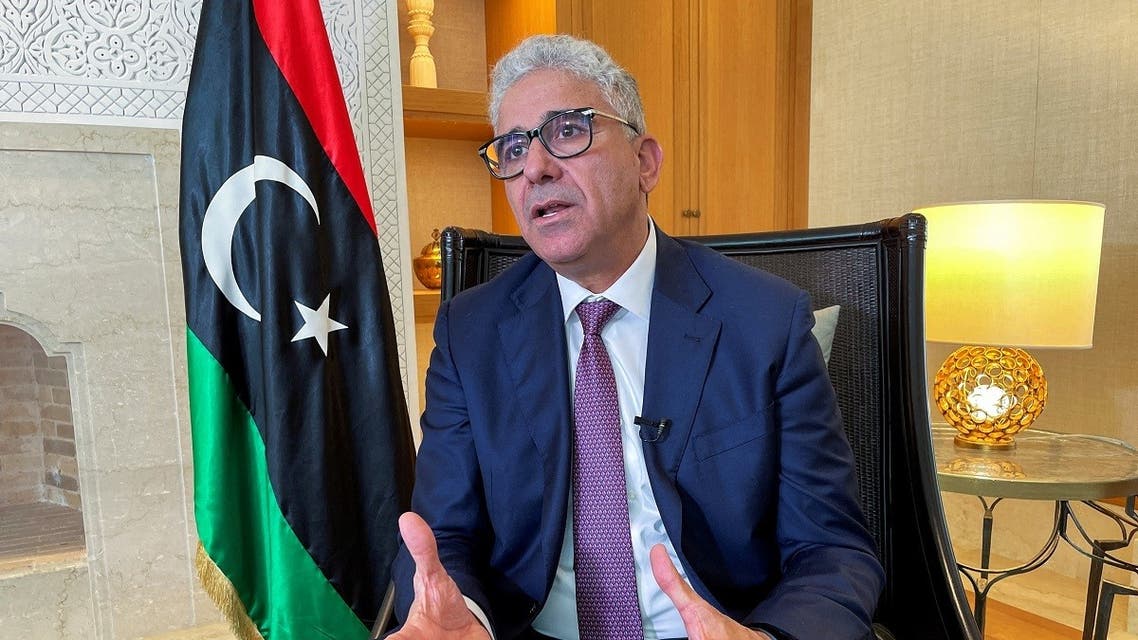 Libya’s Fathi Bashagha speaks during an interview with Reuters in Tunis, Tunisia on March 30, 2022. (Reuters)