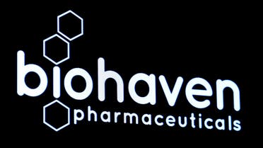 The logo for Biohaven Pharmaceutical Holding Company is displayed on a screen during the company's IPO on the floor of the New York Stock Exchange (NYSE) in New York, U.S., May 4, 2017. (File photo: Reuters)