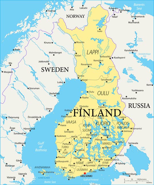 خريطة فنلندا (iStock)