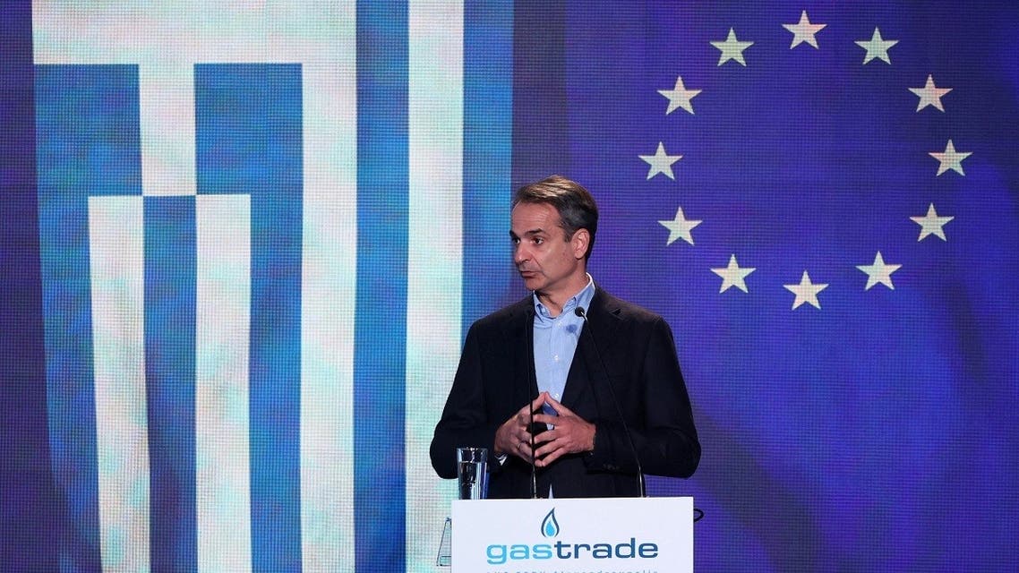 Greek PM Kyriakos Mitsotakis at an event in Alexandroupolis, Greece May 3, 2022. (Reuters)