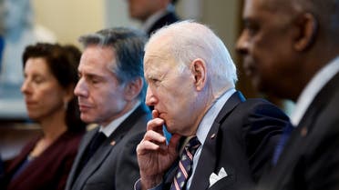 President Joe Biden, Defense Secretary Lloyd Austin, Secretary of State Antony Blinken in the Cabinet Room at the White House, March 10, 2022. (Reuters)