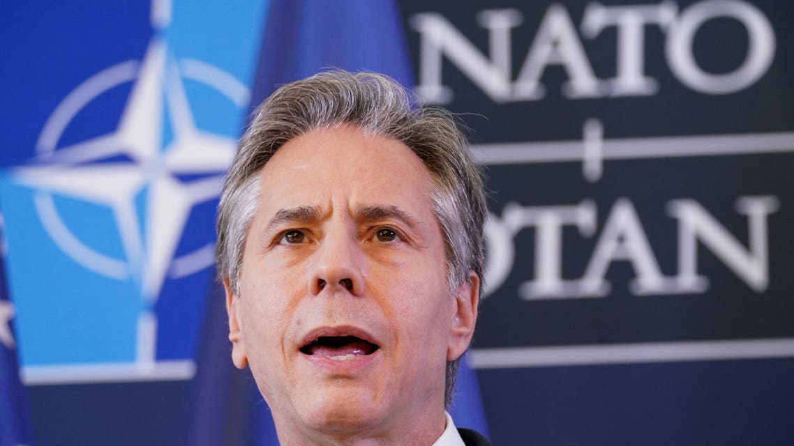 US Secretary of State Antony Blinken attends a news conference on the day of the Informal Meeting of NATO Ministers of Foreign Affairs in Berlin, Germany, May 15, 2022. (Reuters)