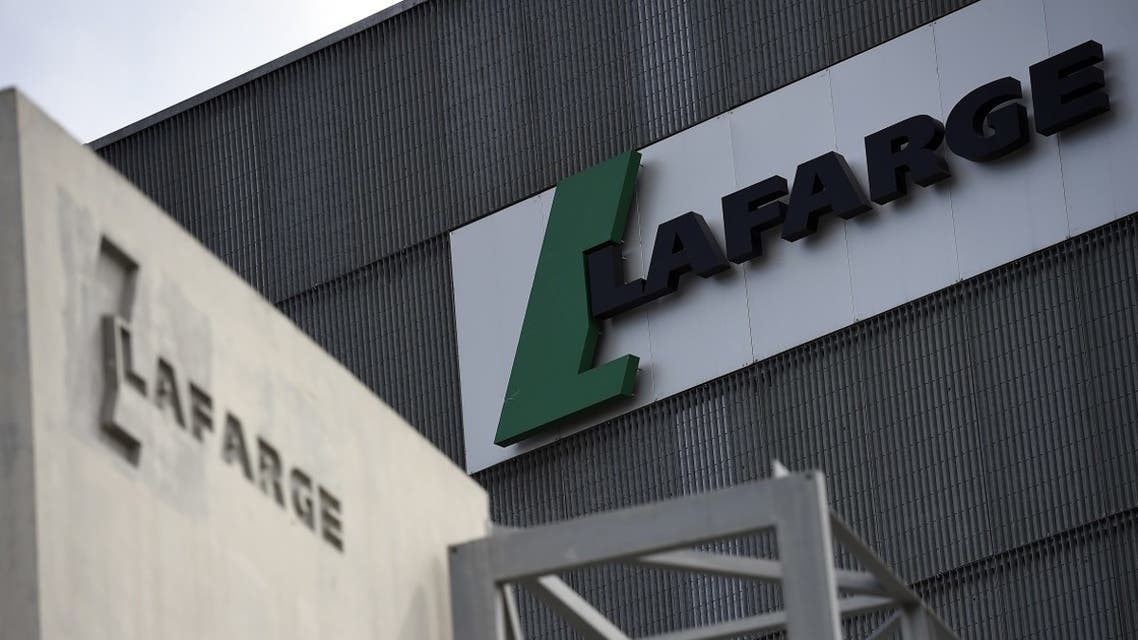 This file photo taken on April 7, 2014, shows logos of French cement company Lafarge at a plant in Paris. (AFP)
