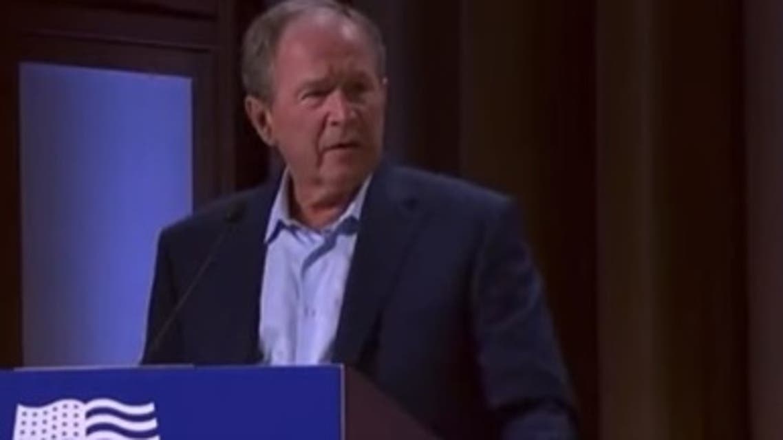 A video grab showing former president George Bush during his speech at his presidential center in Dallas on May 18, 2022. (Twitter)