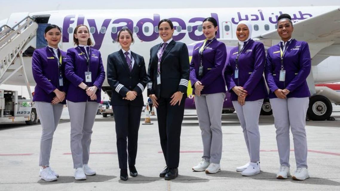 Saudi airline flyadeal hails first flight with all-female crew from Riyadh to the Red Sea coastal city of Jeddah on May 19, 2022. (Twitter/@flyadeal)