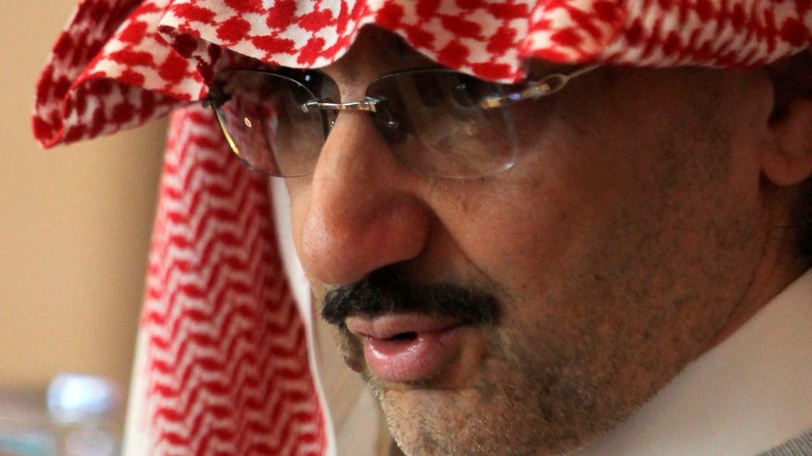 Saudi Prince Alwaleed bin Talal speaks during an interview with Reuters at his offices in Kingdom Tower in Riyadh, May 6, 2013. A potential split-up of the operations of U.S. bank Citigroup Inc is now completely dead, Saudi prince Alwaleed bin Talal, the bank's largest individual shareholder said in an interview on Monday. REUTERS/Faisal Al Nasser (SAUDI ARABIA - Tags: BUSINESS)