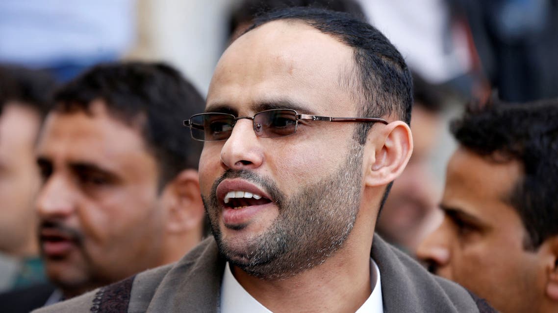 Mahdi al-Mashat, who was appointed to succeed Saleh al-Samad as head of the Houthi Supreme Political Council, attends the funeral procession held for al-Samad and his six body guards, killed by Saudi-led air strikes last week, at a mosque in Sanaa, Yemen April 28, 2018. (File photo: Reuters)