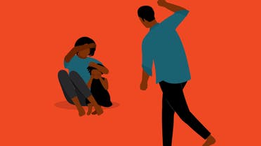 Black Family Domestic Violence. stock illustration