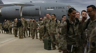 US troops deploy for Europe from Pope Army Airfield at Fort Bragg, North Carolina, on February 3, 2022. (AFP)