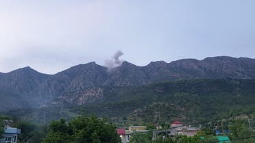 Smoke billows following reported Turkish warplane raids, from a site in the Matin Mountains near the village of Koherzi in the Amadiyah district, northeast of Dohuk in the Kurdish autonomous region of Iraq, on April 28th 2022. Turkey on April 18 said it has launched an air and ground offensive against militants of the outlawed Kurdistan Workers' Party (PKK) in northern Iraq. (Photo by AFP)