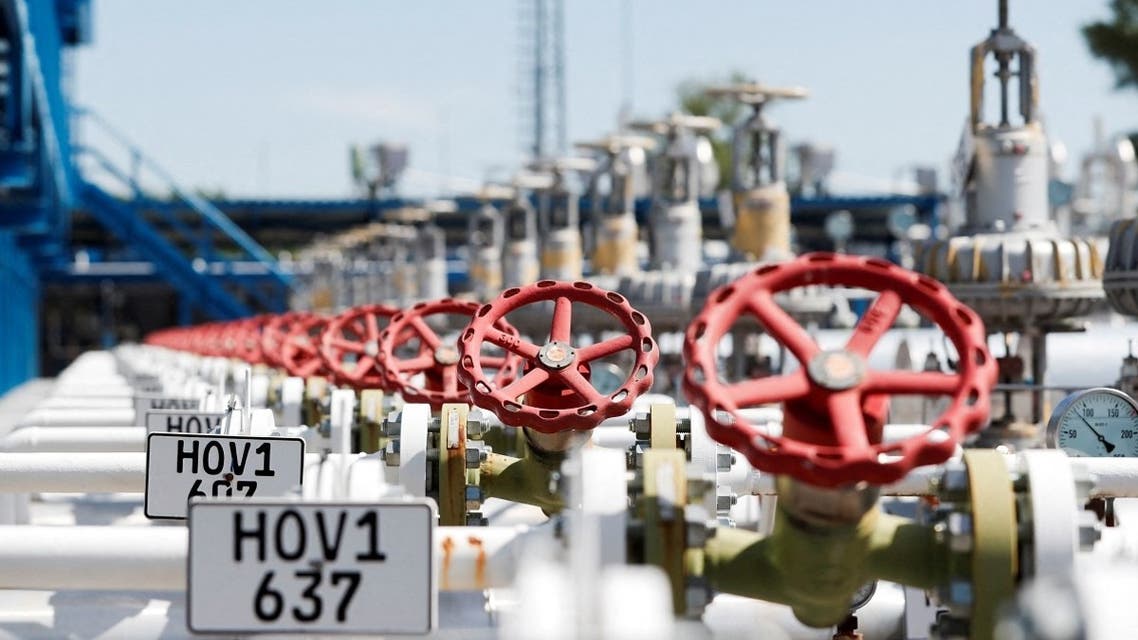 Gas valves are seen at Zsana Storage Site in Zsana, Hungary, on May 20, 2022. (Reuters)