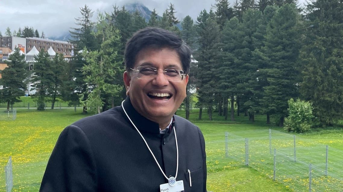 India’s Commerce Minister Piyush Goyal poses after an interview with Reuters during the World Economic Forum (WEF) in the Alpine resort of Davos, Switzerland, on May 25, 2022. (Reuters)