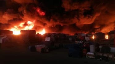 Fire at Sudan's Suakin port. (Twitter)