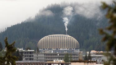 Clouds are seen above the AlpenGold Hotel, formerly Hotel InterContinental, in the Alpine resort of Davos, Switzerland, on May 24, 2022. (Reuters)