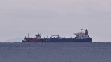 FILE PHOTO: The seized oil tanker Pegas is seen anchored off the shore of Karystos, on the Island of Evia, Greece, April 19, 2022. REUTERS/Vassilis Triandafyllou/File Photo