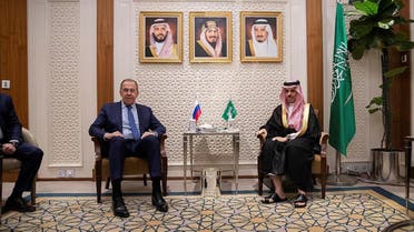 Foreign Minister Prince Faisal bin Farhan and his Russian counterpart Sergei Lavrov during their meeting in Riyadh on May 31, 2022. (SPA)