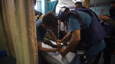 Palestinian receives medical services after being injured. (Supplied/ MSF)
