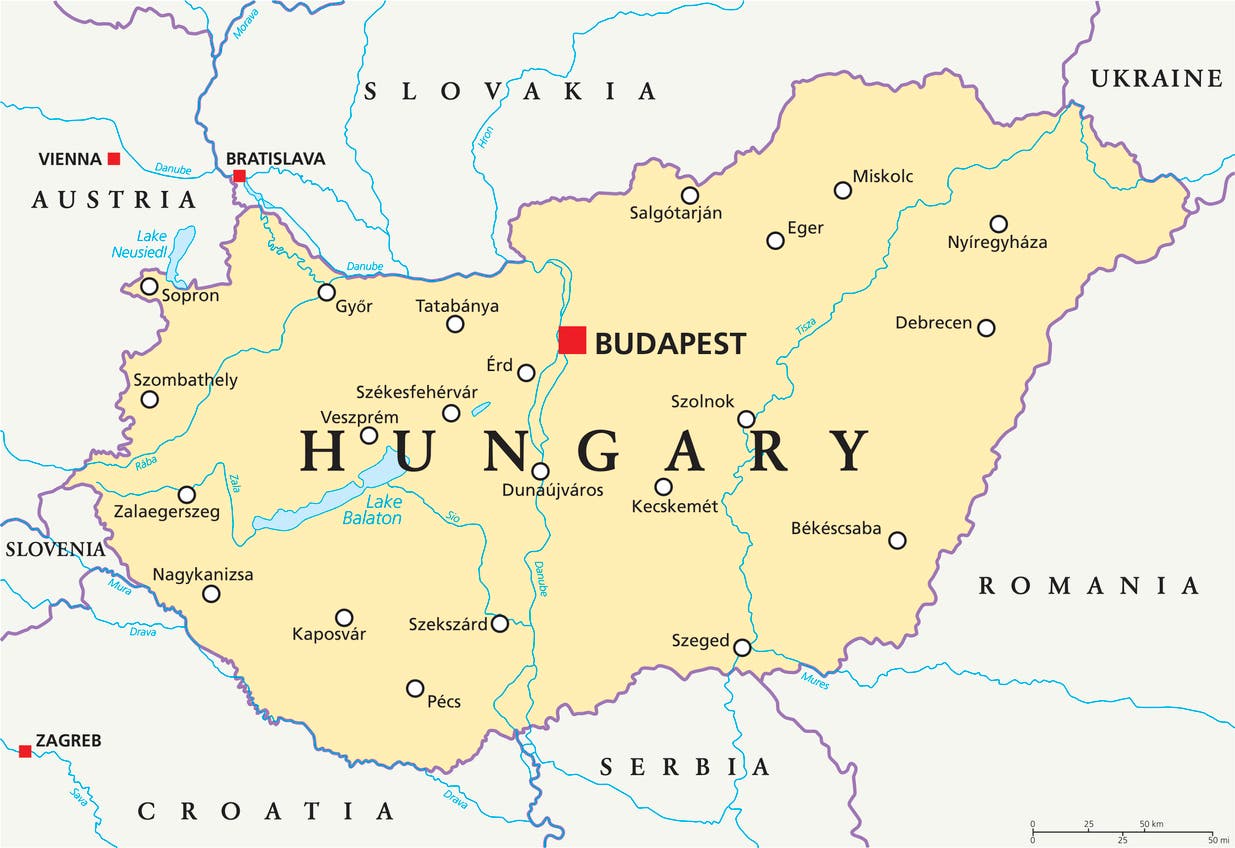 خارطة هنغاريا، المجر (iStock)