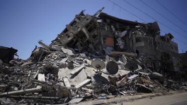 Al-Shorouq tower in Gaza collapses after Israeli airstrike. (Supplied/ MSF)