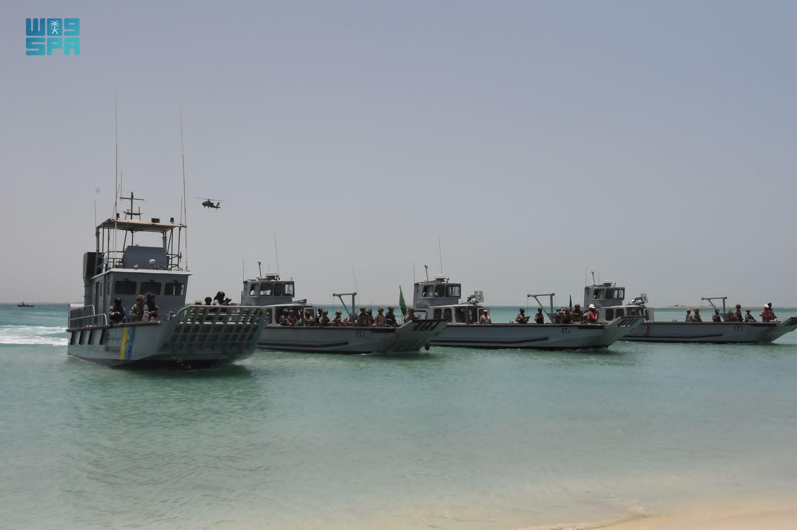 Saudi Arabia's defense forces with their forces from the Red Sea coastal countries for the Red Wave-5 drill.  (SPA)