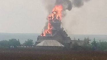 Skete of All Saints of the Holy Dormition Svyatogorsk Lavra is on fire caused by Russia’s hostilities, twitted Ukraine’s Culture Minister Oleksandr Tkachenko. (Twitter/@otkachenkoua)