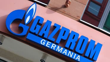 The logo of Gazprom Germania is pictured at their headquarters, in Berlin, Germany, on April 1, 2022. (Reuters)