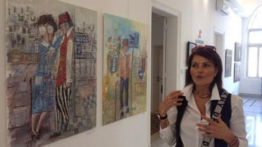 Magda Chaaban at her 'Pile Ou Face' exhibition in Beirut, Lebanon. (Supplied)